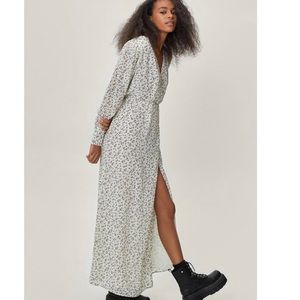 Nasty Gal Floral Maxi Slit Wrap Dress Sz 6 (Petite)